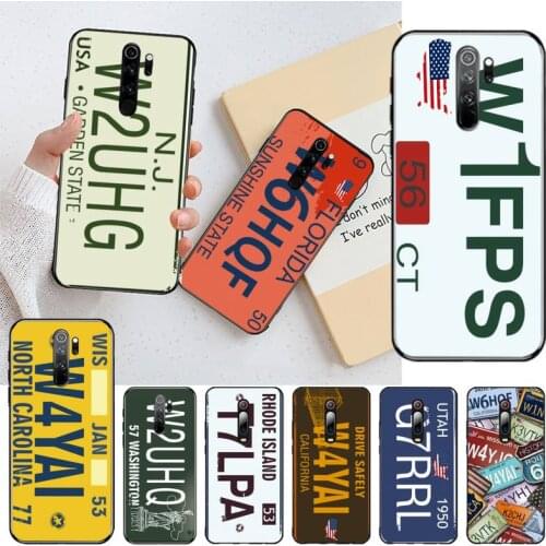 YJZFDYRM America Vintage old license plate Painted Phone Case for Redmi Note 9 8 8T 8A 7 6 6A Go Pro Max Redmi 9 K20