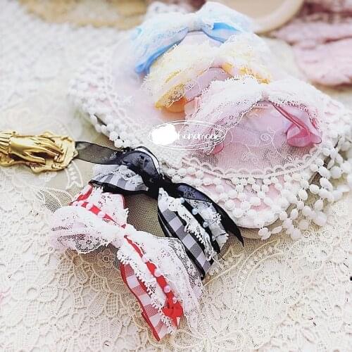 Handmade Dog Accessories Hairpin Pet Head Wear Clip Plaid Lace 5 Colors Grooming Maltese Poodle Small Breed Yorkie