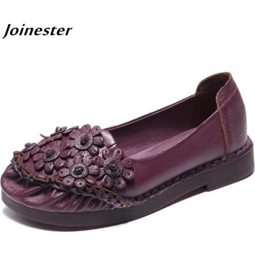 Cow Leather Shoes Women Slingbacks Loafers for Ladies Retro Women Flats Autumn Slip on Moccasin Female Casual Vintage Shoes