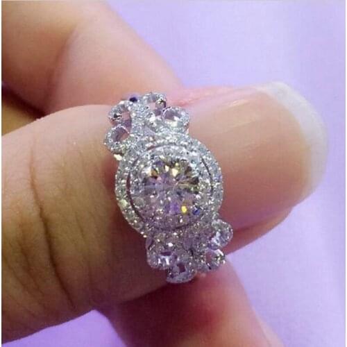 2019 Elegant Flower Ring 925 Sterling silver AAAAA cz Engagement Promise Wedding Band Rings for Women Bridal Party Jewelry Gift