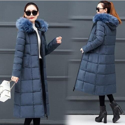Winter Jacket Women Hooded Fur Collar Parkas X-long Jacket Women Warm Parkas Women Plus Sizes 4XL Woman Winter Coats And Jackets