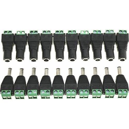 10 PAIRS 12V Male+Female 2.1x5.5MM DC Power Jack Plug Adapter Connector for CCTV Camera Green
