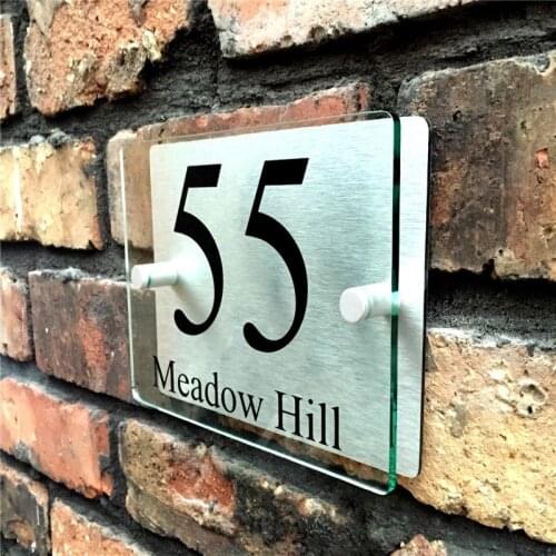 100*140mm Customized Transparent Acrylic House Number Plaques Sign Plates House Signs with Aluminum Plastic Backing Panels