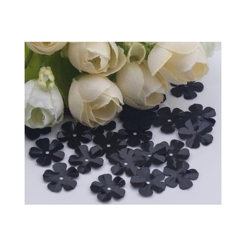 500pcs/lot Flower Sequins 14mm PVC Decoration Sewing DIY Wedding Craft Scrapbook For Clothing Black