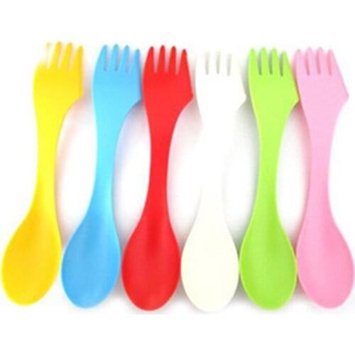6x Spoon Fork Knife Camping Hiking Equipment Spork Combination Travel Gadget Tableware Portable Lightweight Tool Outdoor Tablewa