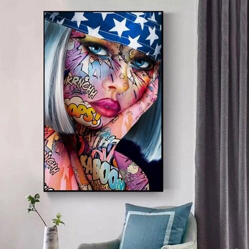 Abstract Graffiti Tattoo Girl Decorative Painting Modern Art Posters and canvas Prints Fashion Woman Pictures Living Room Mural