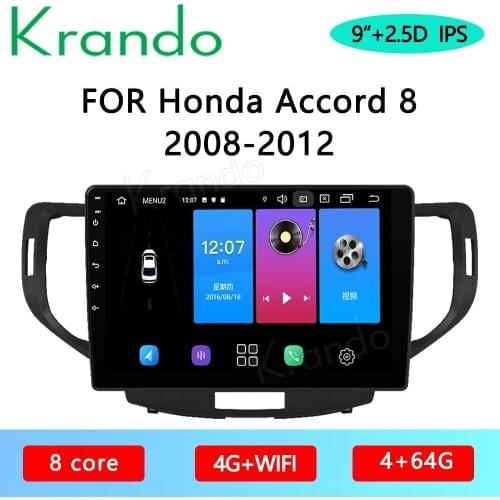 Krando Android 10.0 9" IPS Full Touch car multimedia system for Honda Accord 8 2008-2012 Audio DSP WIFI Navi Bluetooth Carplay