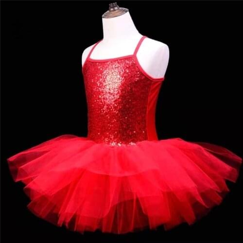 Kid Girls Sequins Ballet Tutu Dance Gymnastics Leotard Dress Ballet Practice Clothes Dancewear for Childrens Ballerina Costumes