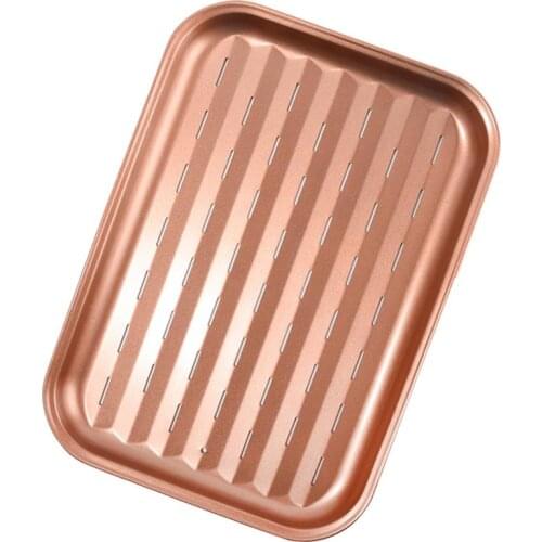 Barbecue Rectangle Pizza Pan Hole Design Sturdy Carbon Steel Baking Tray Non-stick Baking Dish Grill Kitchen Tool BBQ Tray