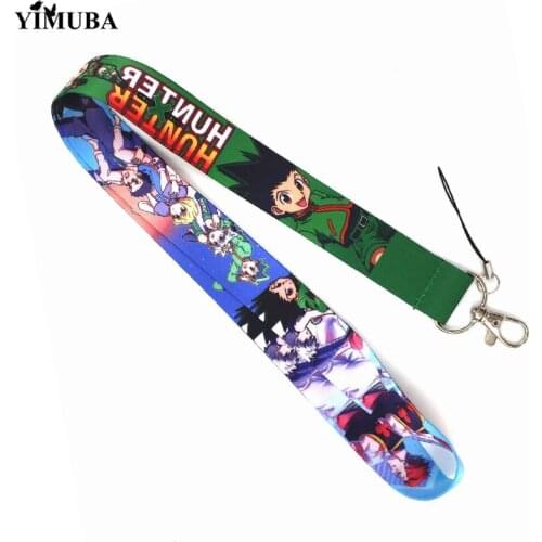 Anime Hunter x Hunter Lanyards Keychain Killua Zoldyck Gon Freecss Printed Webbing Key Chain DIY Hang Rope Badge Holder for Kids