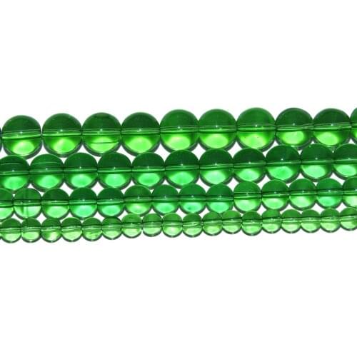 Wholesale Clear Glass Green Crystal Round Beads 4 6 8 10 12 MM Pick Size For Jewelry Making DIY Bracelet Necklace Material