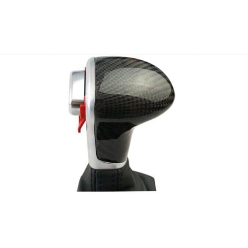 BLACK carbon fiber Leather Chrome GEAR Shift Knob collars FOR AUDI A6 A3 A4 A5 A6 Q7 Q5 2009 2010 2011 2012 2014 4G1 713 139