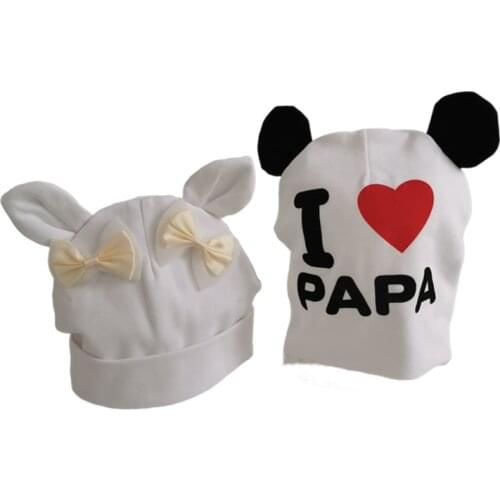 Baby earflap bunny hare rabbit cap hat cap sweet heart I love mama papa cotton beanie for girls boys bonnet 6 months-3 years