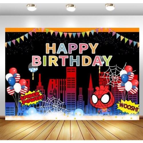 Superhero Photography Backdrop Super City Buildings Balloon Boys Birthday Party Custom Photo Background Baby Shower Decor Banner