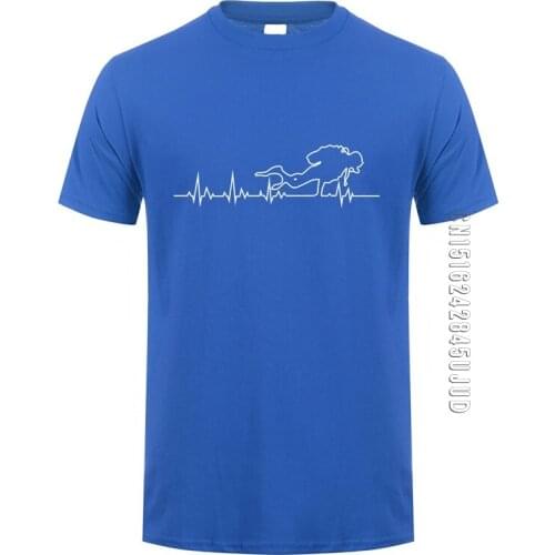 Heartbeat of Diver Diving T Shirt Graphic Tshirt Men Cotton O Neck Funny Scuba Dive T-shirts Tops