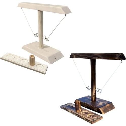 Ring Toss Games Wooden Board with 2 Hooks 2 Rings and Scoreboard Funny Party Game Toys for Kids and Pub Tabletop Game for Adults