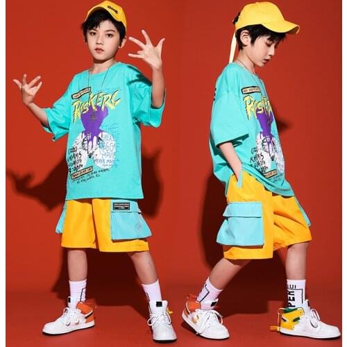 2021 Jazz Dance Costumes For Kids Children Loose Hiphop Outfits Performance Costumes Rave Clothes Street Dance Outfits DQS7182