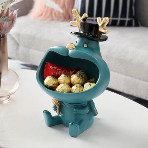 Cute Deer Funy Figurine Storage box Big Mouth Deer Home Decoration Ornament Gift Decorative Accessories Resin Art Sculpture