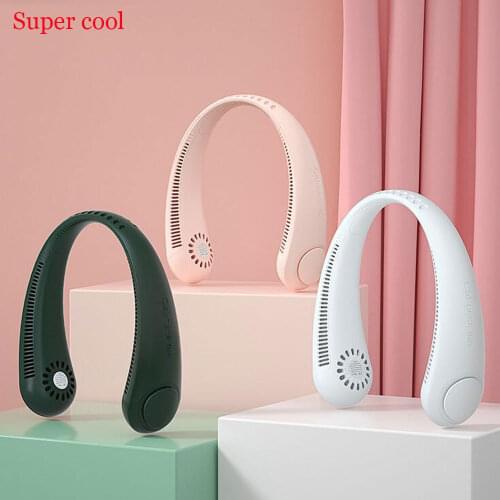 Mini Neck Fan 4 Colors Portable Bladeless Fan USB Rechargeable Leafless Hanging Fans Air Cooler Cooling Wearable Neckband Fans