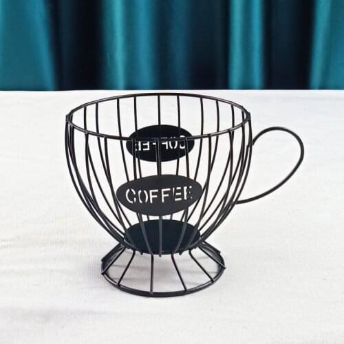 Multifunctional Rust-proof Metal Wrought Iron Coffee Cup And Wire Base Shape Coffee Capsule Storage Basket Coffeeware Cup Holder