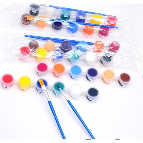 12-color acrylic paint set 5ML/box DIY paint with hook line pen brush for childrens soil and water painting nail coat