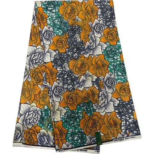 Real Wax 100%Cotton African Gold Brocade Ankara Wax Print Fabric By The Meter Soft99 Veritable Best Quality Dress Material SP-ER