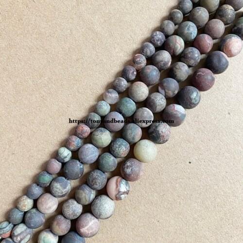 Natural Stone Matte Colorful Agate Round Loose Beads 15" Strand 4 6 8 10 12MM Pick Size For Jewelry Making DIY