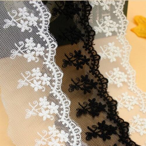 Off-white Exquisite Soft Mesh Cotton Thread Embroidered Lace Trim Accessories Lace Fabric Width 5.5cm 15Yds/lot