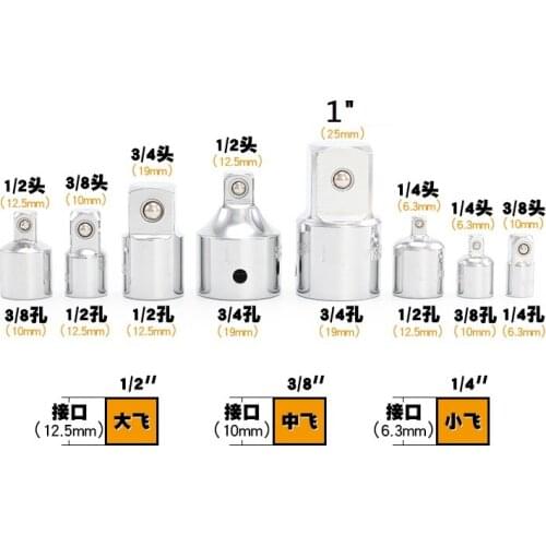 8pcs full set Adaptor head interchangeable connector socket ratchet wrench head sleeve torque spanner head auto truck repairing