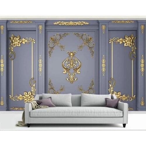 Custom photo 3d room wallpaper European golden carved background living room home decor 3d wall murals wallpaper for walls 3 d