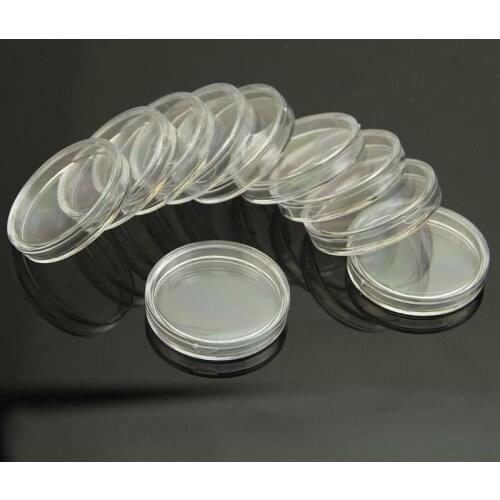 38mm 10 pcs Clear Round Cases Coin Storage Capsules Holder Plastic Useful New P15D