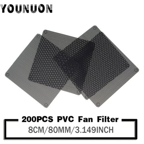 200PCS 80X80MM PC Computer Case Fan Cooler Dust Filter Dustproof Mesh 80mm Cuttable PVC Black