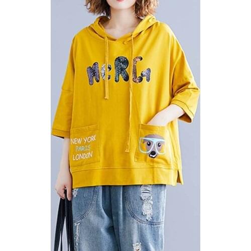 Plus Size Womens Short-sleeved T-shirt Korean Harajuku Loose Half-sleeved Lazy Style Split Top