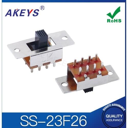 15pcs One button SS-23F26 toggle switch 8 feet straight feet with fixed screw holes vertical handle length 5mm small toys