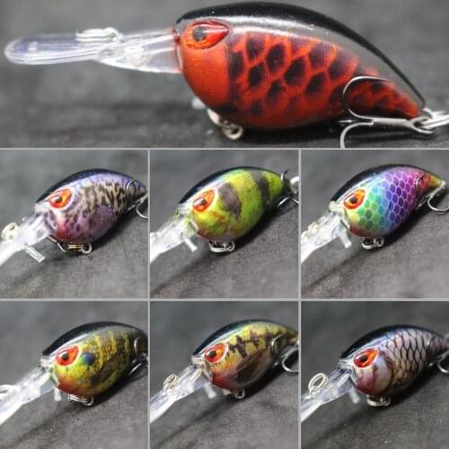 WLure 6cm 5g Deep Diving Tiny RealSkin Painting Cutting Blade TReble Hooks Tight Wobble Crankbait Fishing Lure HC770