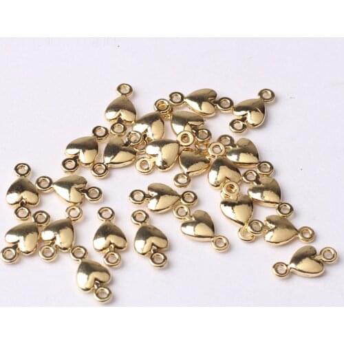 Zinc Alloy Golden Mini 3D Love Heart Shape Charms Connector 5mm 20pcs/lot For DIY Necklace Bracelet Jewelry Making Accessories