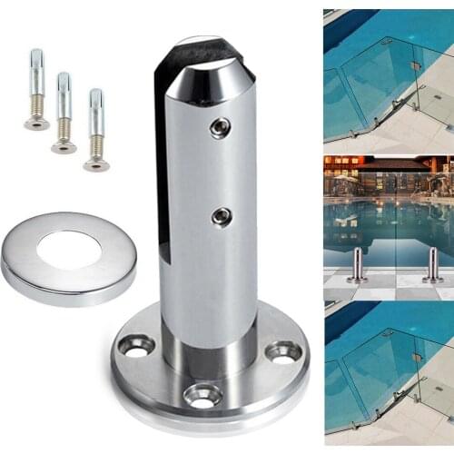 Glass Clam Fence Clamp Round Stainless Steel Clamp Holder Bracket Clip for Glass Shelf Spigots Stairs Swimming Pool Spigot Glass