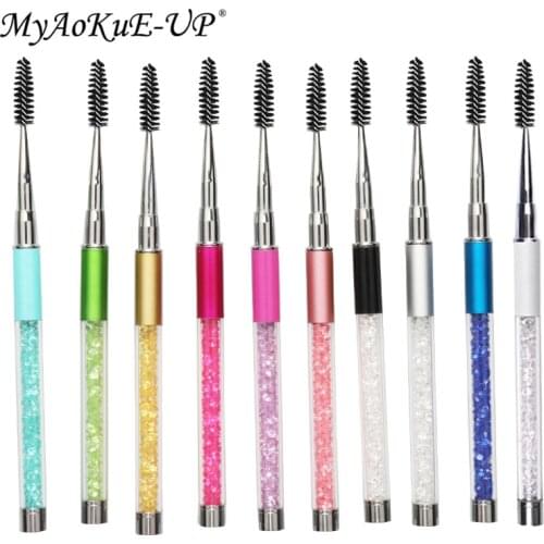 Rhinestone Lash Brush Reusable Eyelash Brushes Mascara Wand Applicator Eyelash Extension Makeup Tool