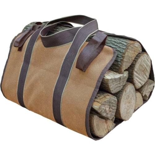 Outdoor Tote Camping Carry Bags Canvas Log Tote Bag Carrier Indoor Fireplace Firewood Totes Holders Fire Wood Carriers Carrying