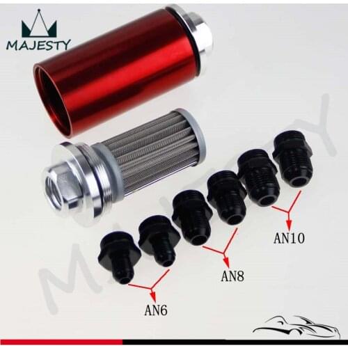 High Flow Universal AN6 AN8 AN10 Aluminum Fuel Filter Motorsport Rally Autograss Red