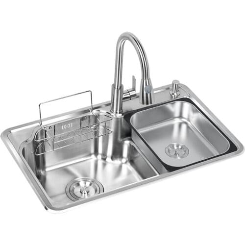 Kitchen Sink Stepped Super Large Single Tank Multi-function Sink Thickened 304 Stainless Steel Vegetable Sink Set