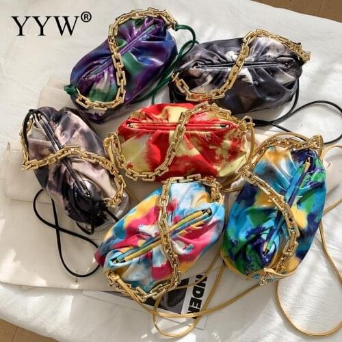 Cloud Bag Tie-Dye WomenS Bag For Crossbody For One Shoulder Underarm Bag Chain Shoulder Strap Leather Ladies Shoulder Bag