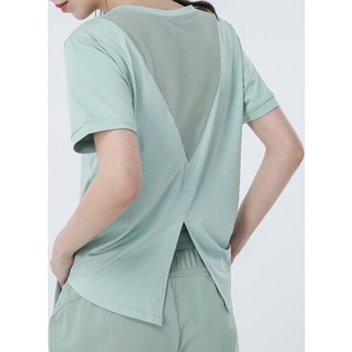 SALSPOR Women Yoga Shirts Breathable Shortsleeve Sport Fitness Running Shirts Tank Tops Solid Racquet Sports Gym Shirts Female