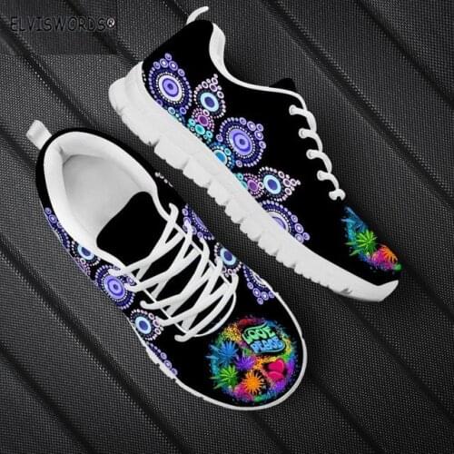 ELVISWORDS Peace Mandala Printing Casual Sports Shoes for Ladies Womens Non-ship Breathable Air Mesh Sneakers Walking Shoes
