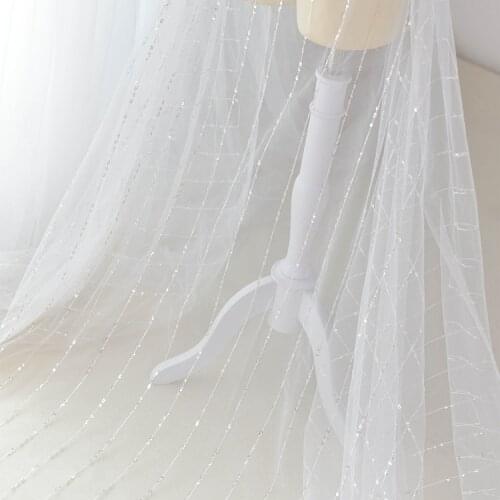 1meter Sequins lace fabric wedding dress evening party dress sewing craft new fashion