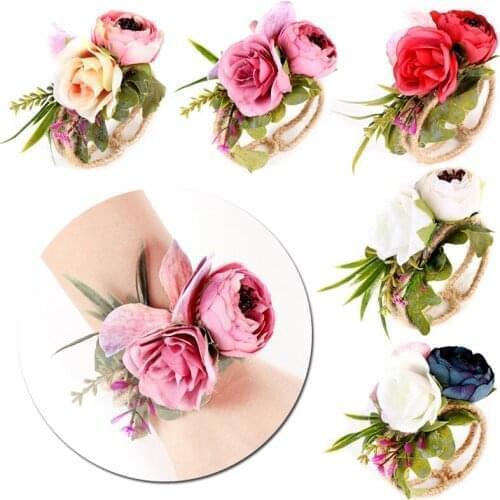 1PC Bride Woven Rose Straw Wrist Flower Cloth Corsage Party Prom Marriage Bridesmaid Multicolor