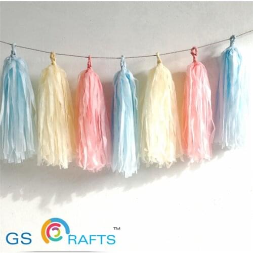 10Pcs 35cm Tissue Paper Tassel Garland Craft Wedding Decoration Hen Party DIY Kids Birthday Baby Bridal Shower Balloons Ribbon