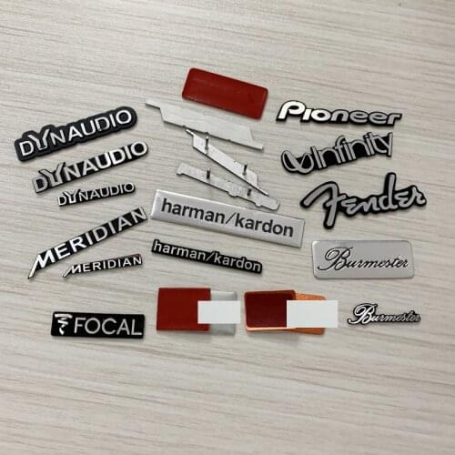 10pcs for harman/kardon MERIDIAN Dynaudio FOCAL Fender Hi-Fi Speaker audio Speaker Badge stereo Emblem sticker stying