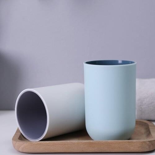 2PCS Plastic Bathroom Toothbrush Cup Simple Plain Portable Couple Tooth Cup Bathroom Storage Holder 7*6.8*11.8cm