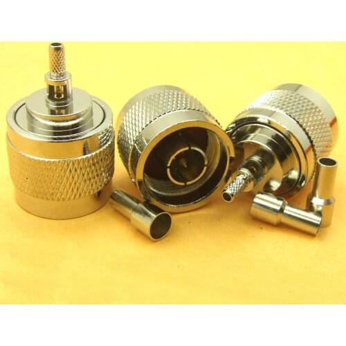 20 set Brass N Type Male N male plug crimp Open window Solder RF connector for RG174 RG316 LMR100 Coaxial Pigtail cable